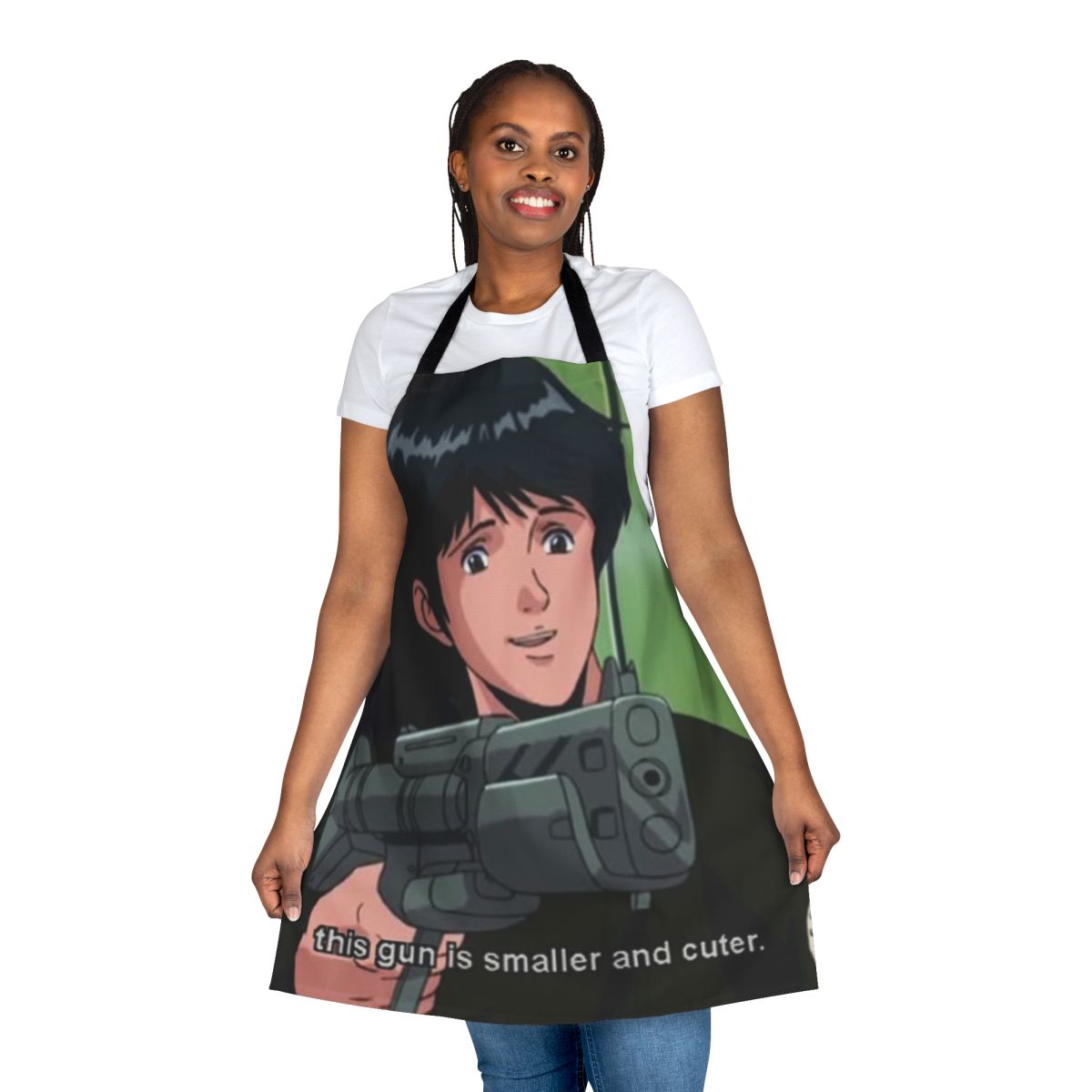 Anime-themed 'gun' design apron featuring characters from Legend of the Galactic Heroes