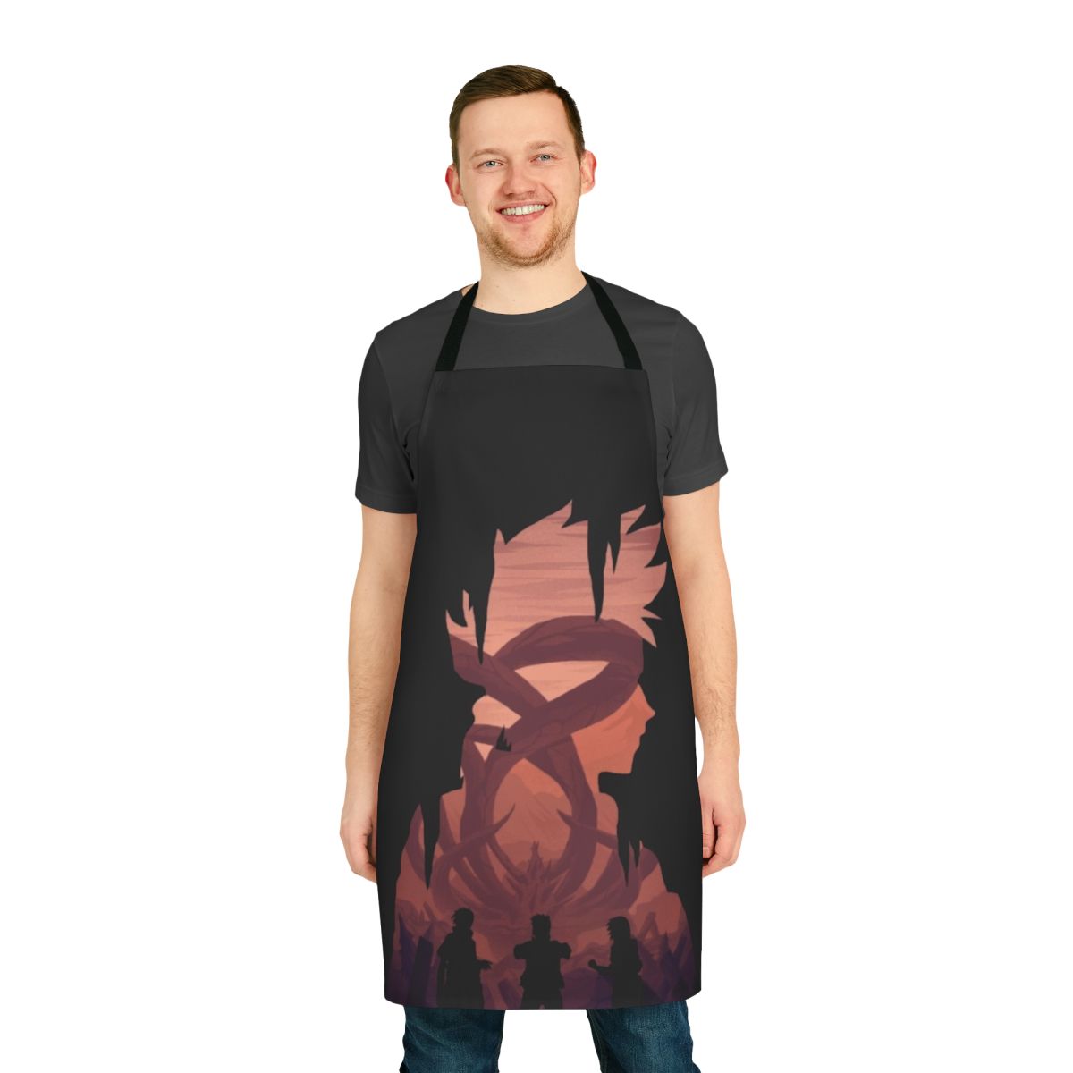 Anime-inspired hero apron with Naruto-style shadow design
