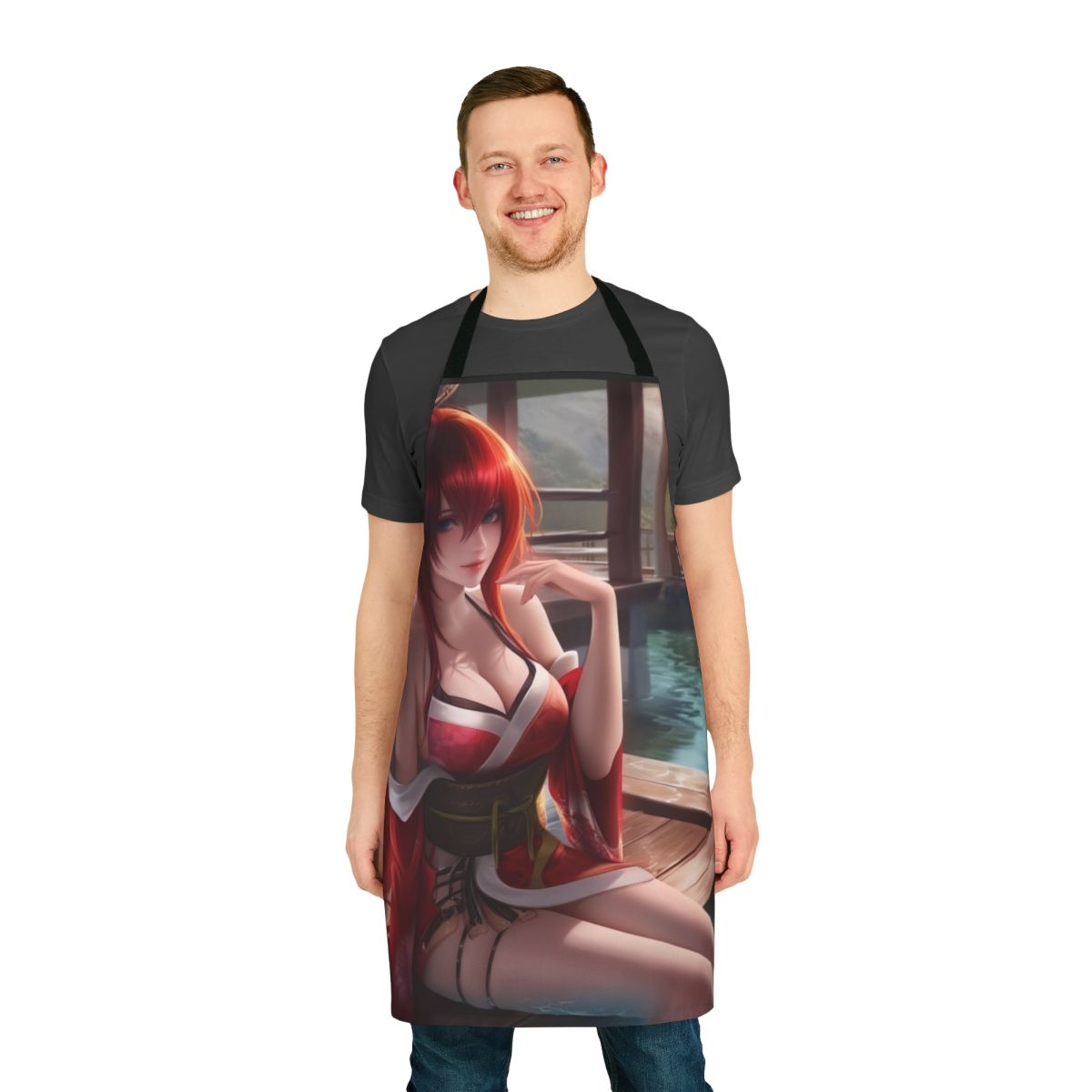 "An anime-themed apron featuring the popular character Rias Gremory from High School DxD"