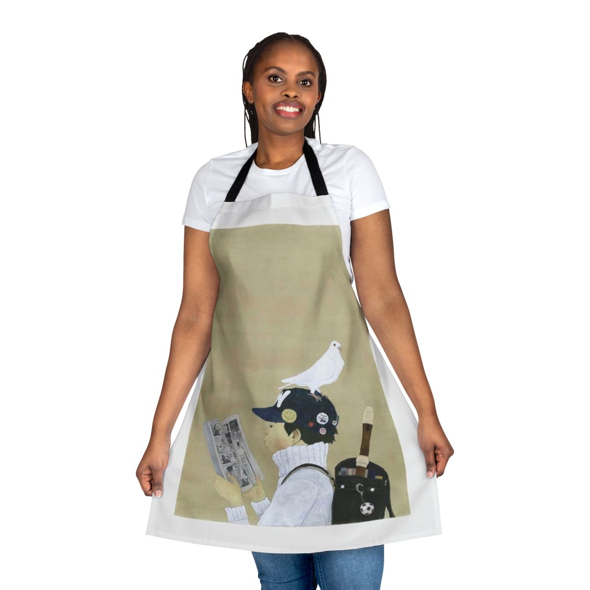 Taiyo Matsumoto-inspired apron featuring a vibrant manga-style illustration