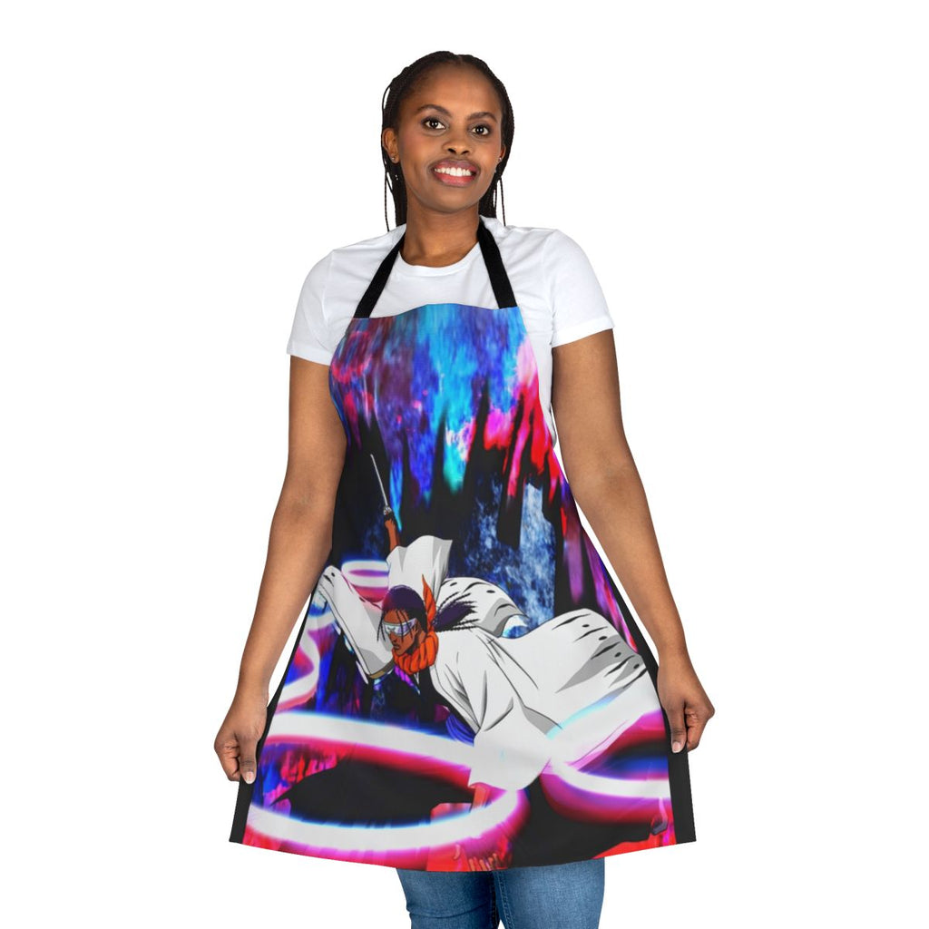 Anime-themed apron featuring the character Kaname Tosen from the Bleach series