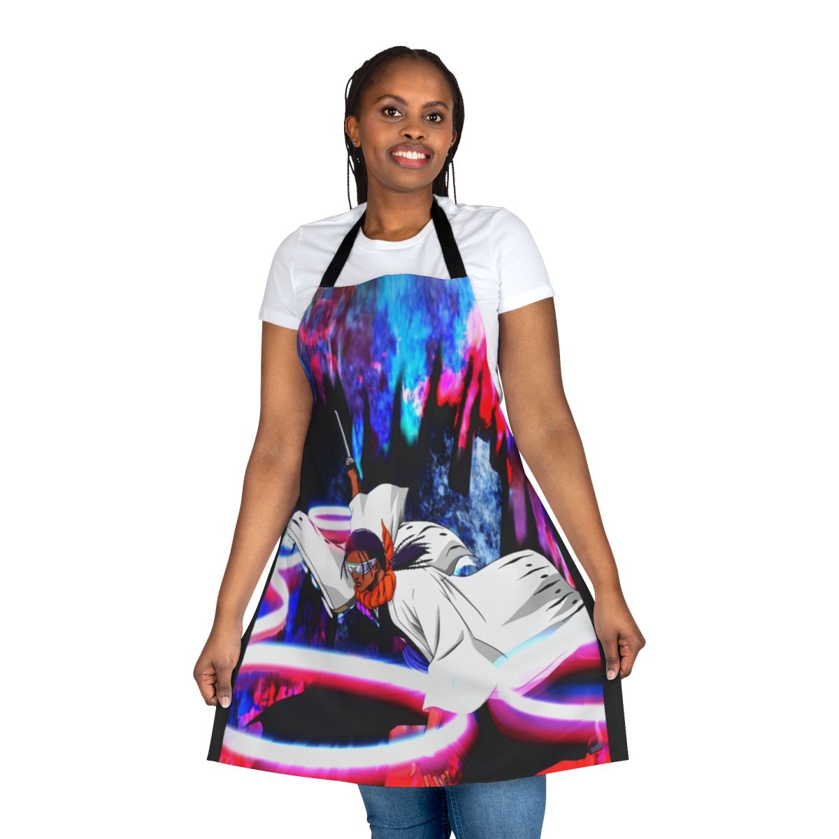 Anime-themed apron featuring the character Kaname Tosen from the Bleach series