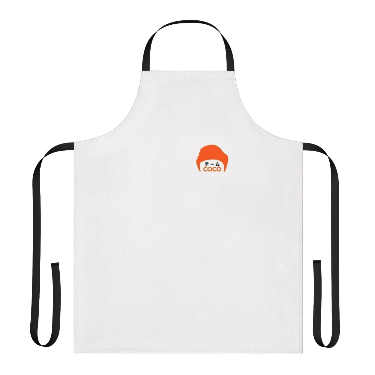 Anime-inspired apron with kanji design, featuring a Team Coco theme