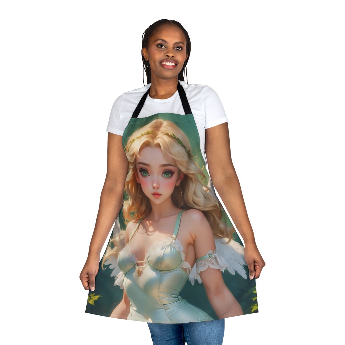 Anime-style apron with cute, kawaii design for cooking or home decor