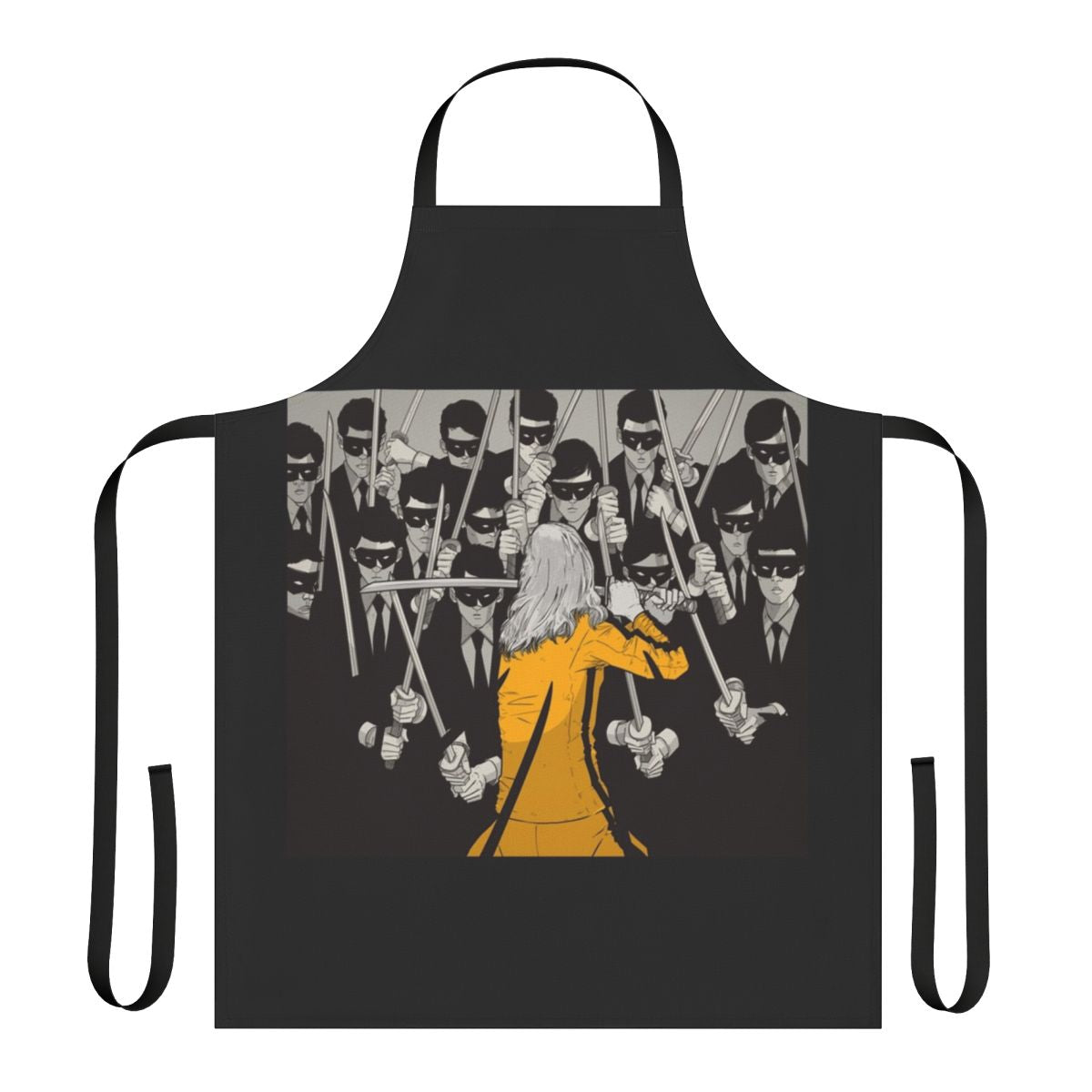 Kill Bill concept art themed apron with ninja and anime design