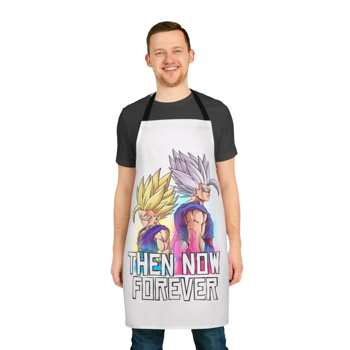 Dragon Ball Super-themed kitchen apron with "Now and Forever Beast Mode" design
