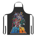 A stylized apron featuring characters from the classic anime series "Saint Seiya"
