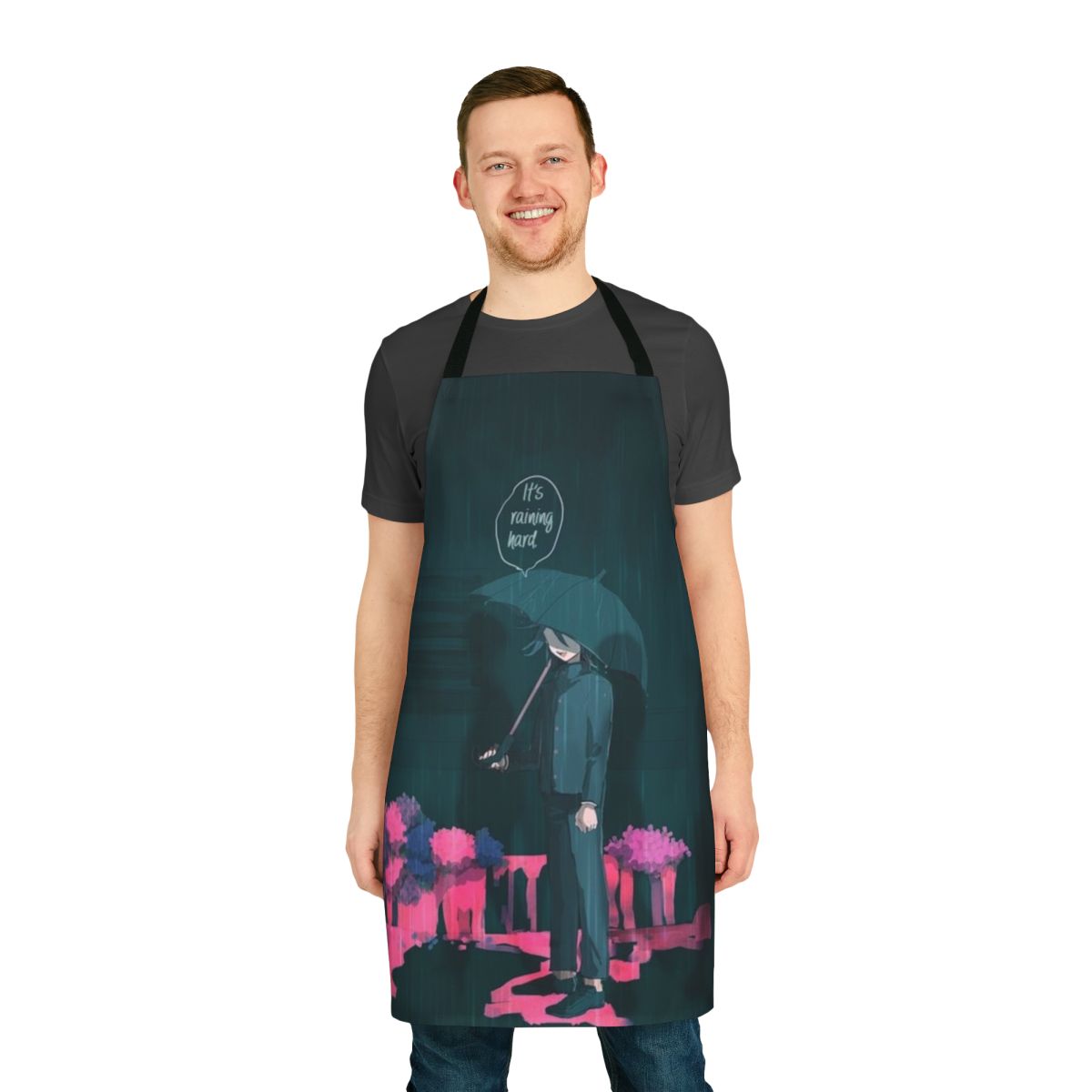 Kokichi Ouma apron featuring the popular "sad boy" character from the anime game