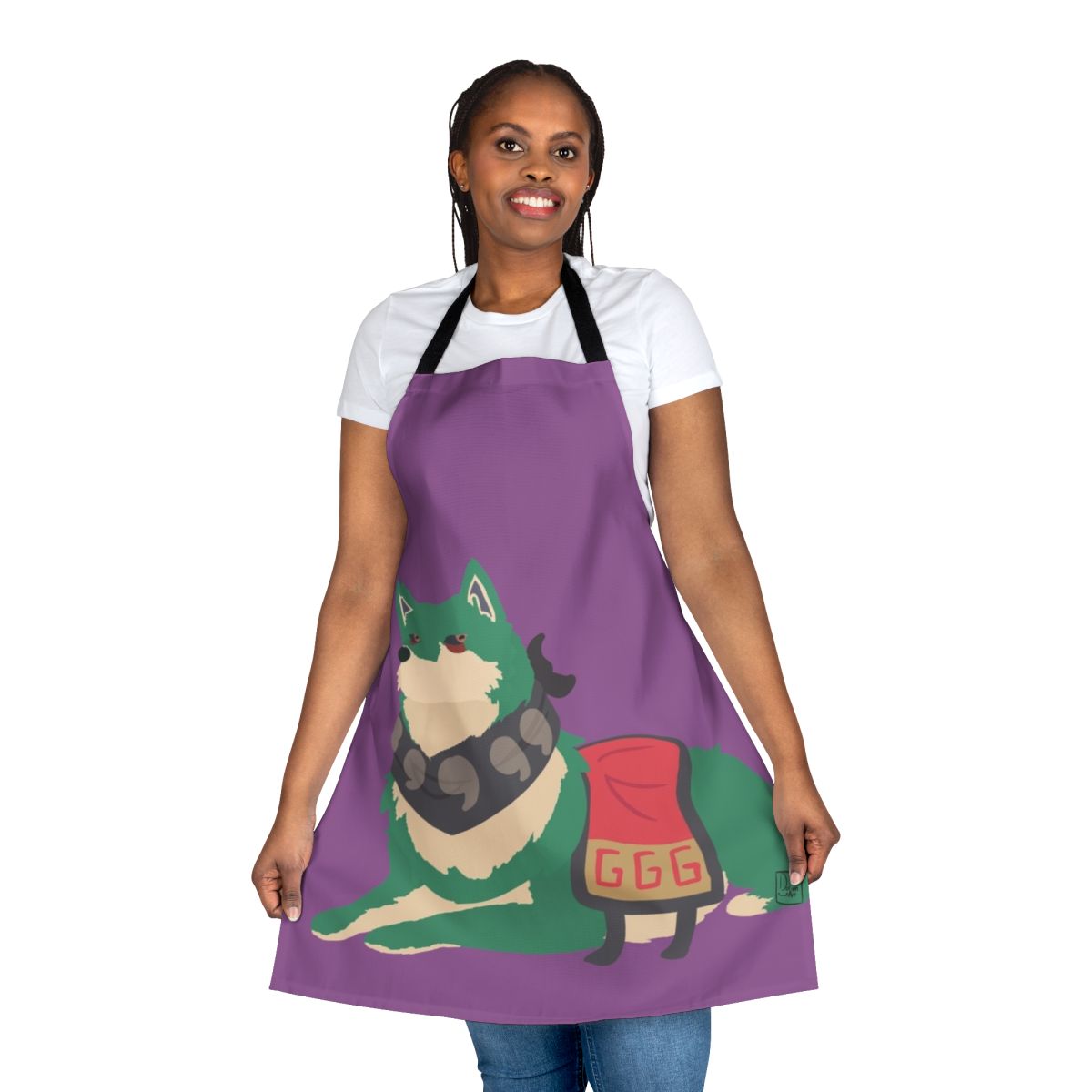 Anime-style apron featuring a whimsical toad design