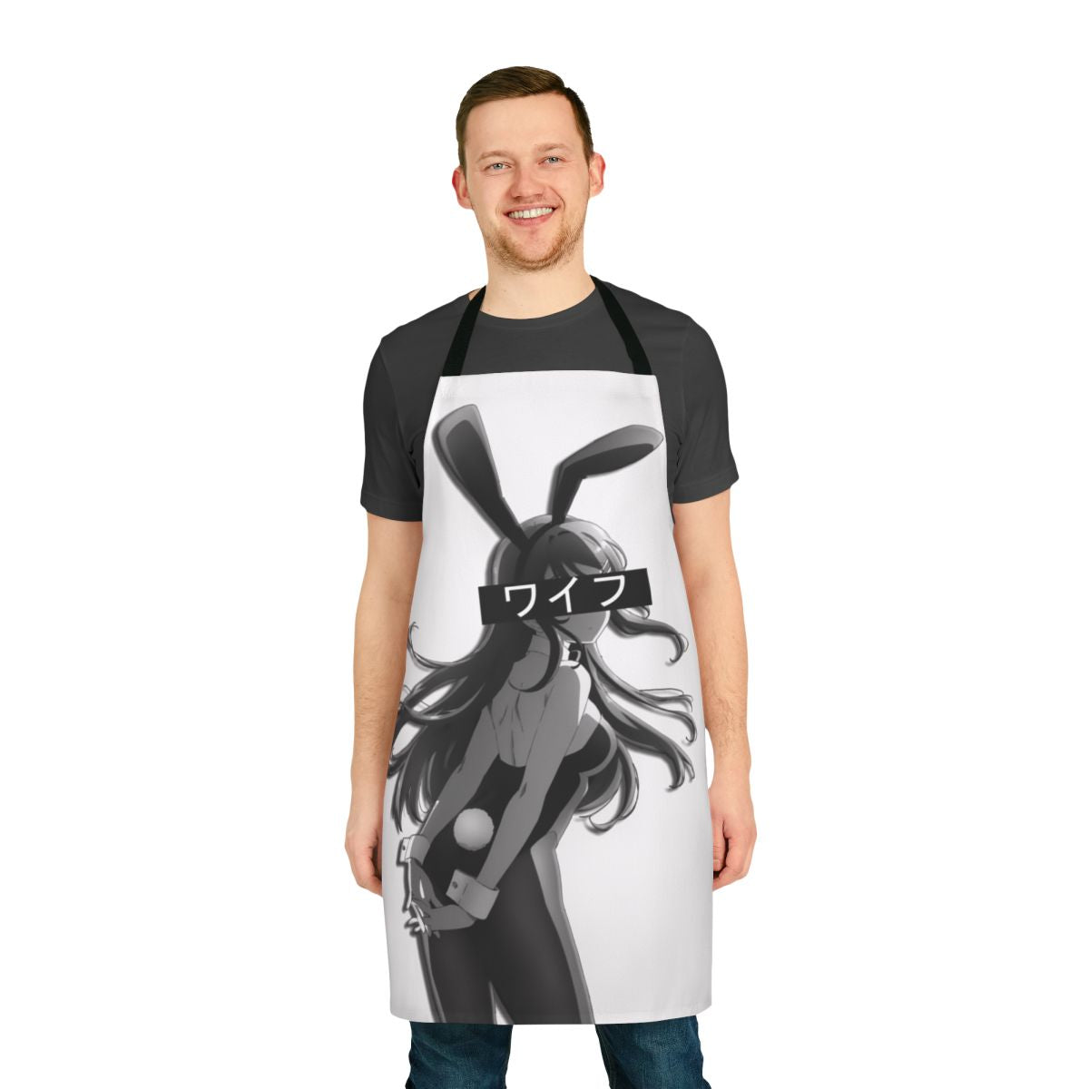 An apron featuring the character Mai Sakurajima from the anime "Rascal Dreams of Bunny Girl Senpai".