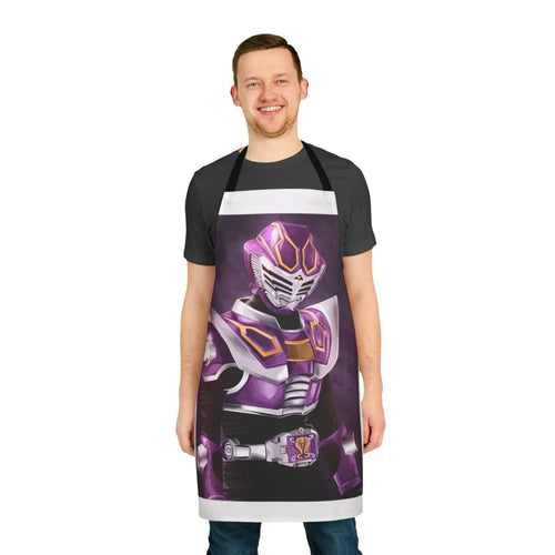 Colorful Masked Rider Ouja-themed apron for Tokusatsu fans