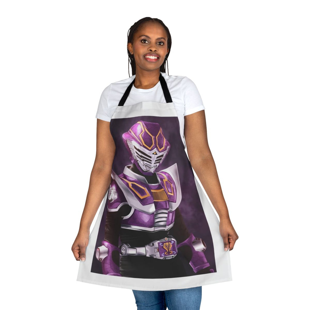 Colorful Masked Rider Ouja-themed apron for Tokusatsu fans