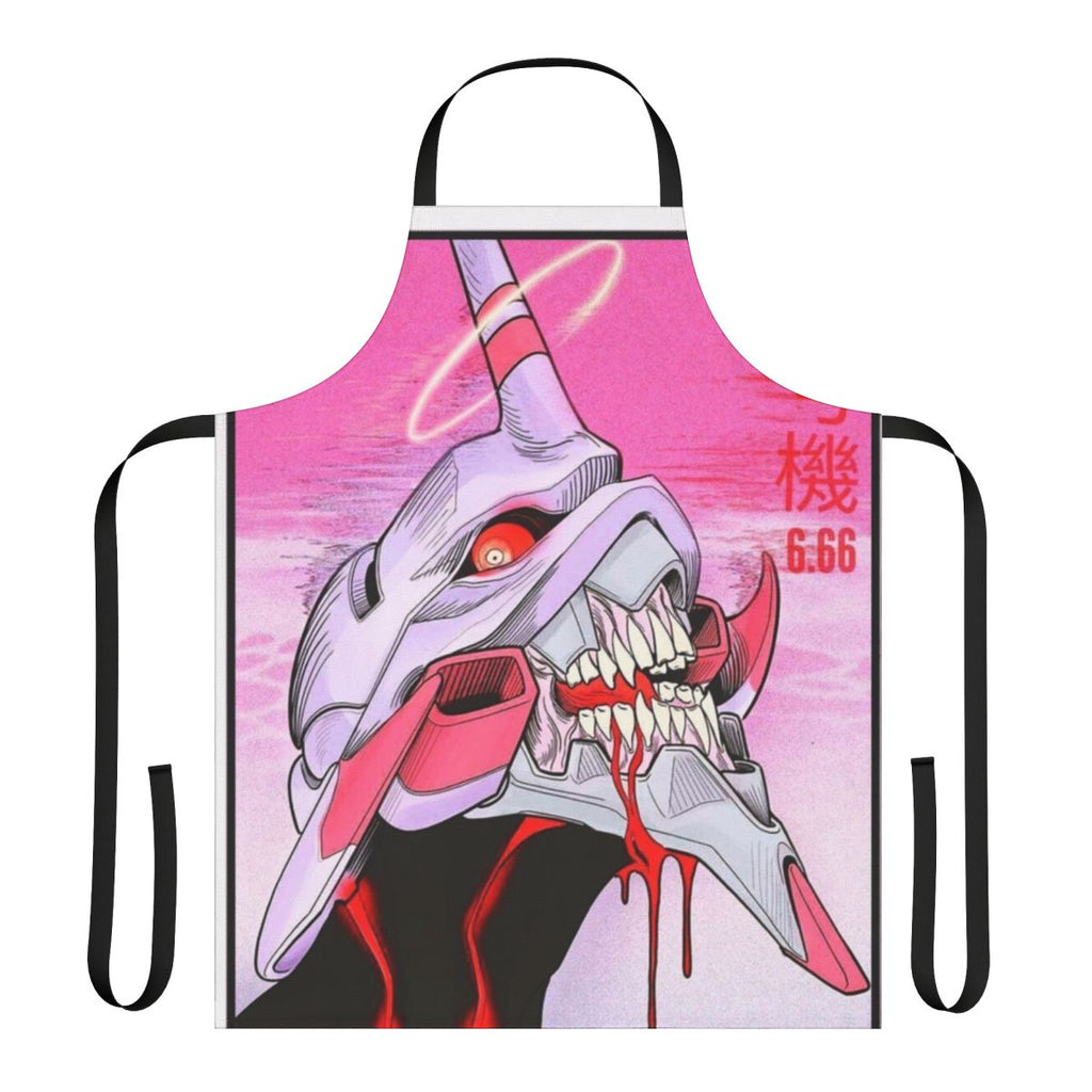 Anime-styled apron featuring the iconic Eva Unit 01 design from Neon Genesis Evangelion
