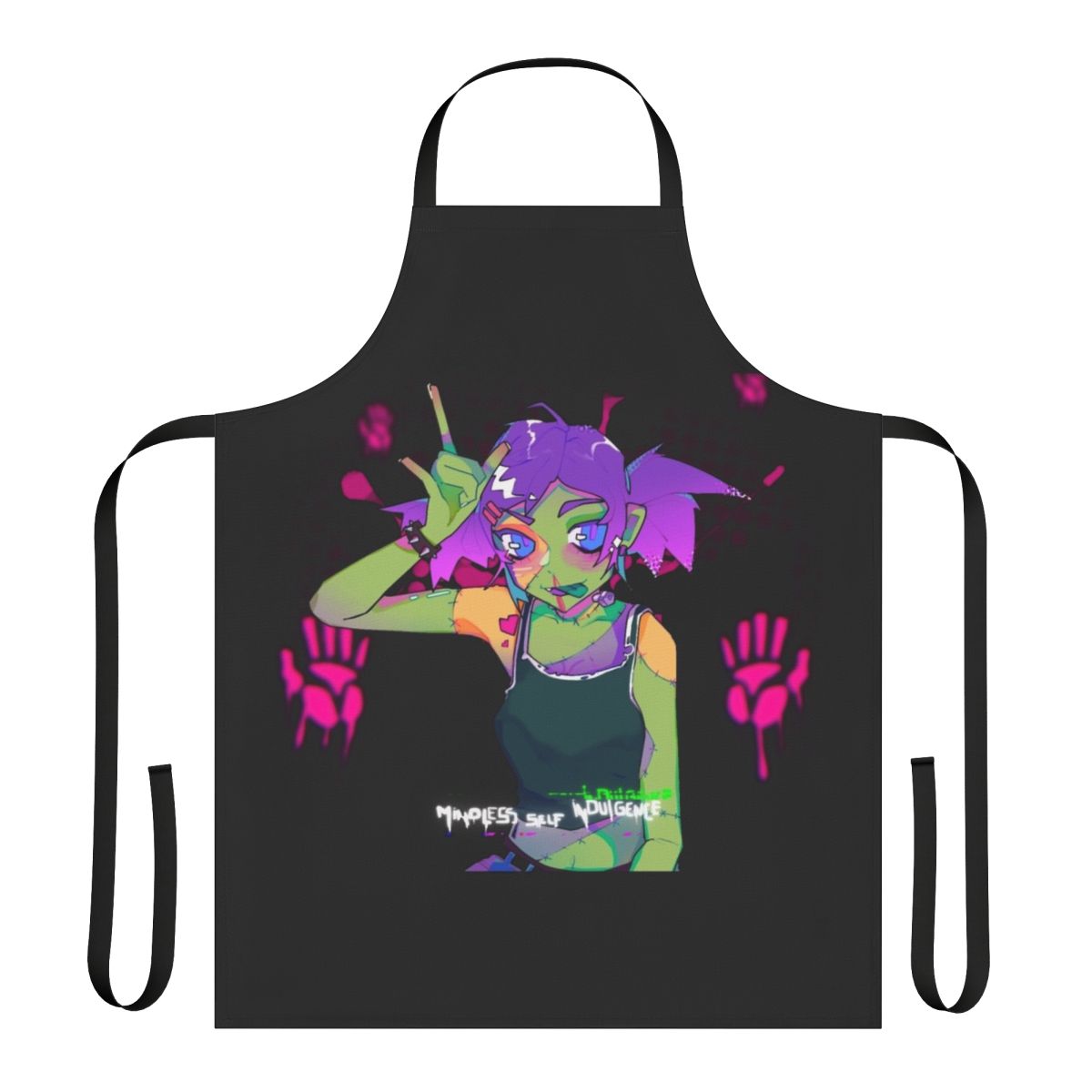 Anime-styled apron featuring the Mindless Self Indulgence band logo and aesthetic