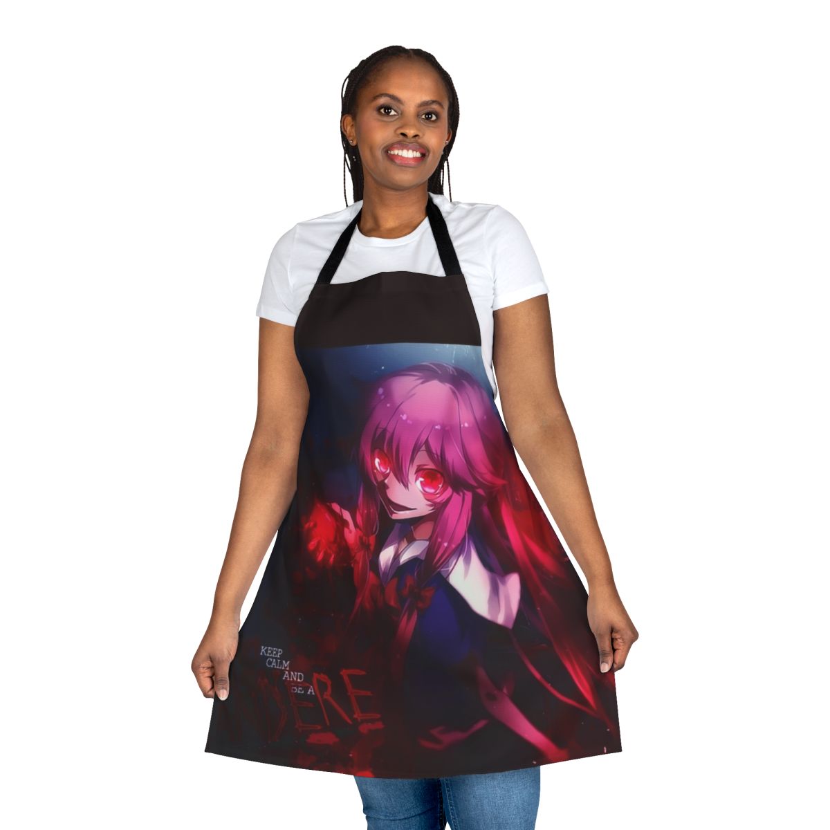 Mirai Nikki-inspired apron featuring the yandere character Gasai Yuno