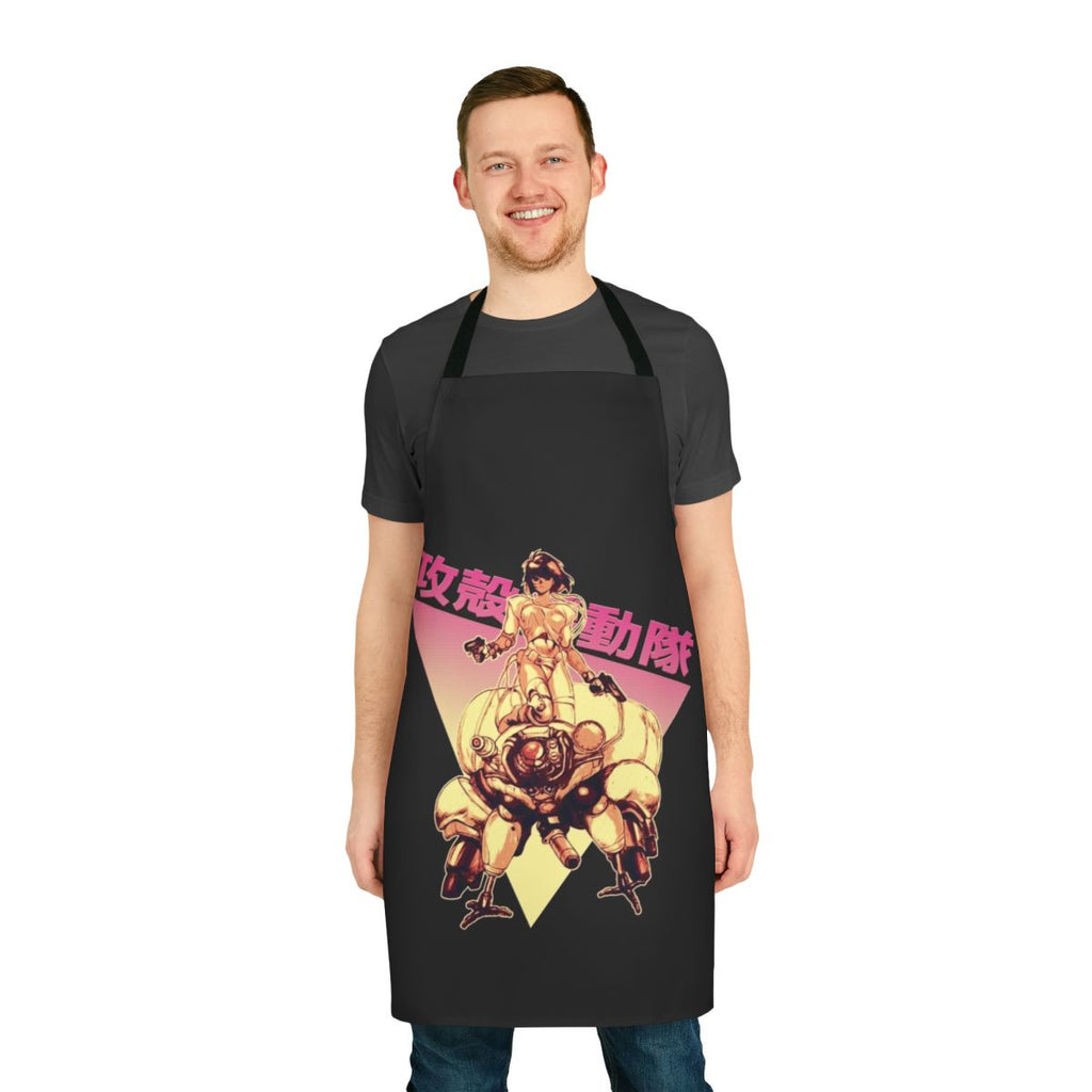 Anime-style apron featuring the character Motoko Kusanagi from the Ghost in the Shell series.