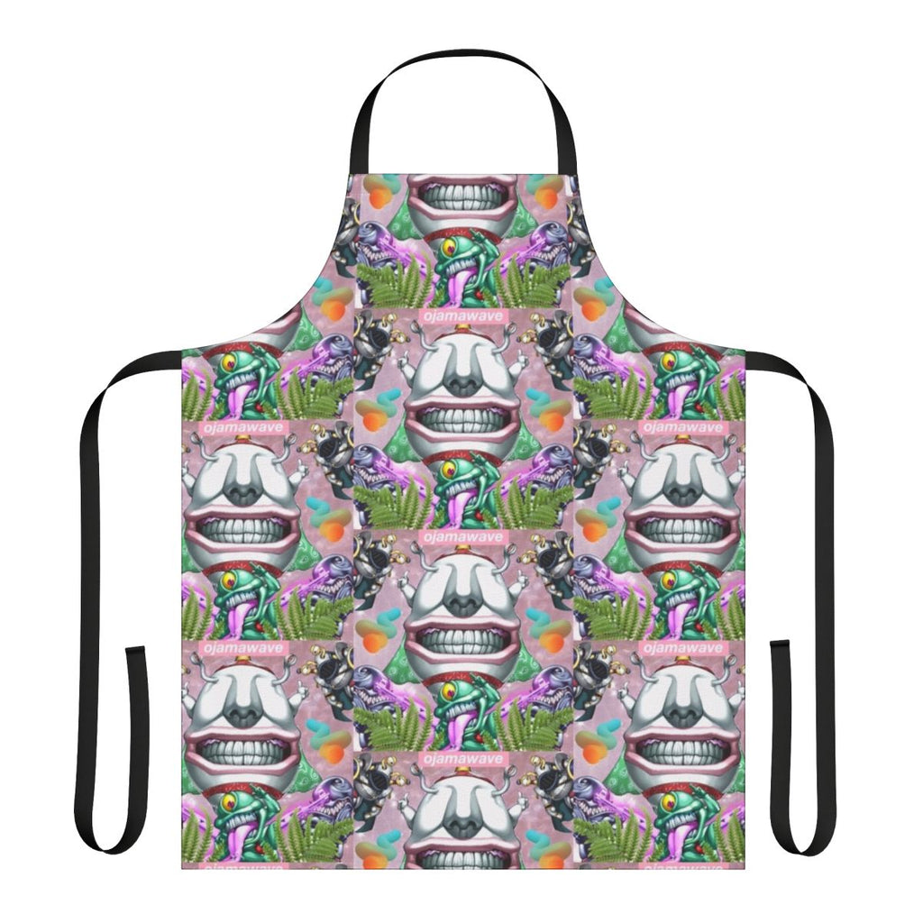 Anime inspired apron featuring the "Ojama Wave" vaporwave aesthetic design