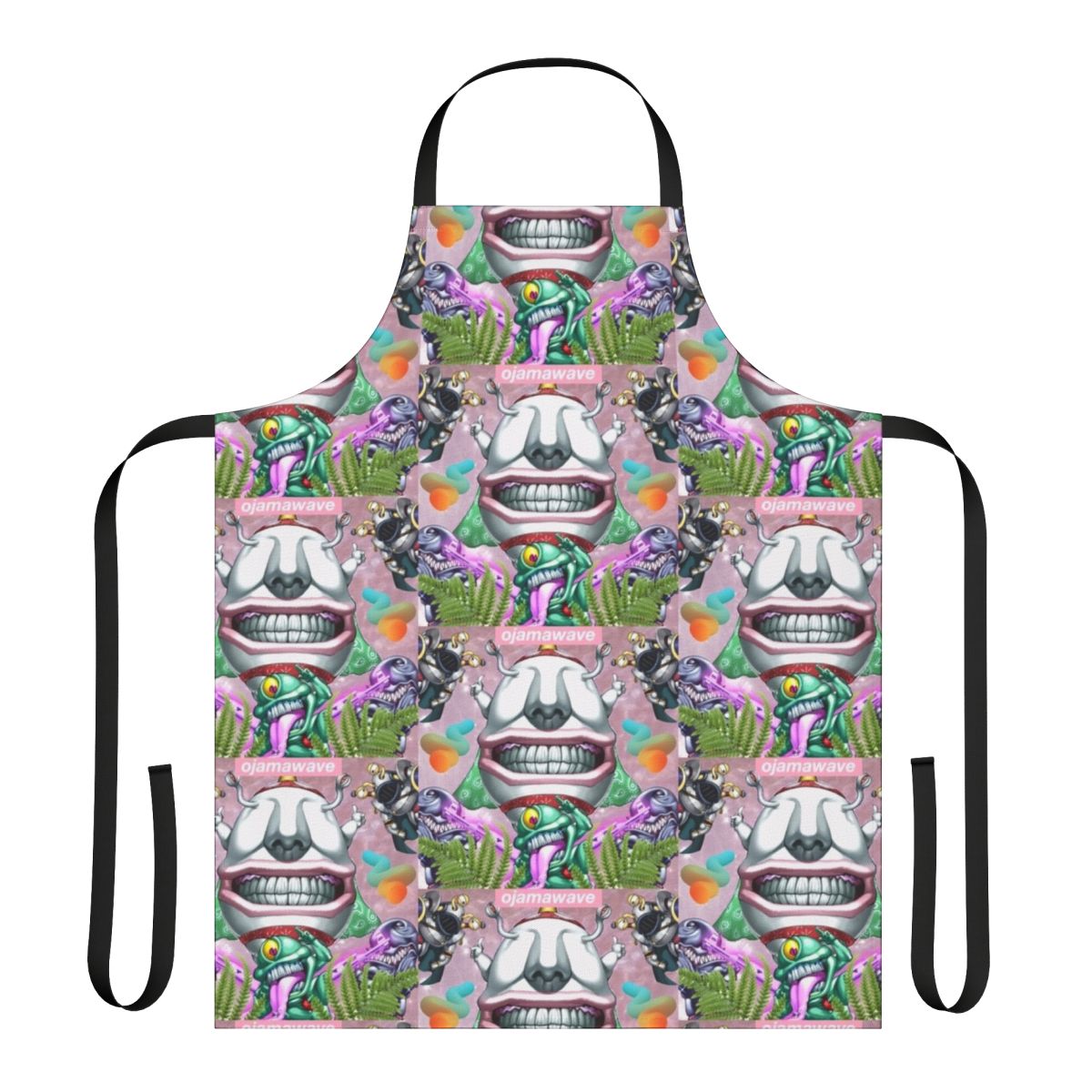 Anime inspired apron featuring the "Ojama Wave" vaporwave aesthetic design