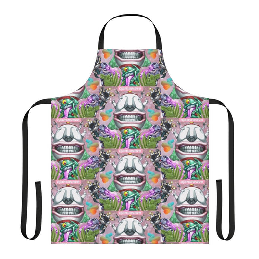 Anime inspired apron featuring the "Ojama Wave" vaporwave aesthetic design