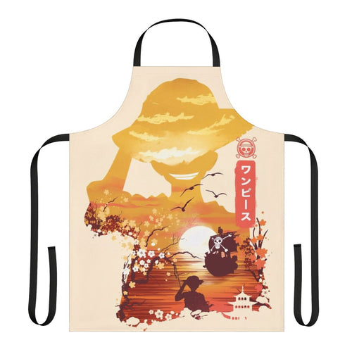 One Piece-themed apron featuring Monkey D. Luffy, the protagonist of the popular anime series