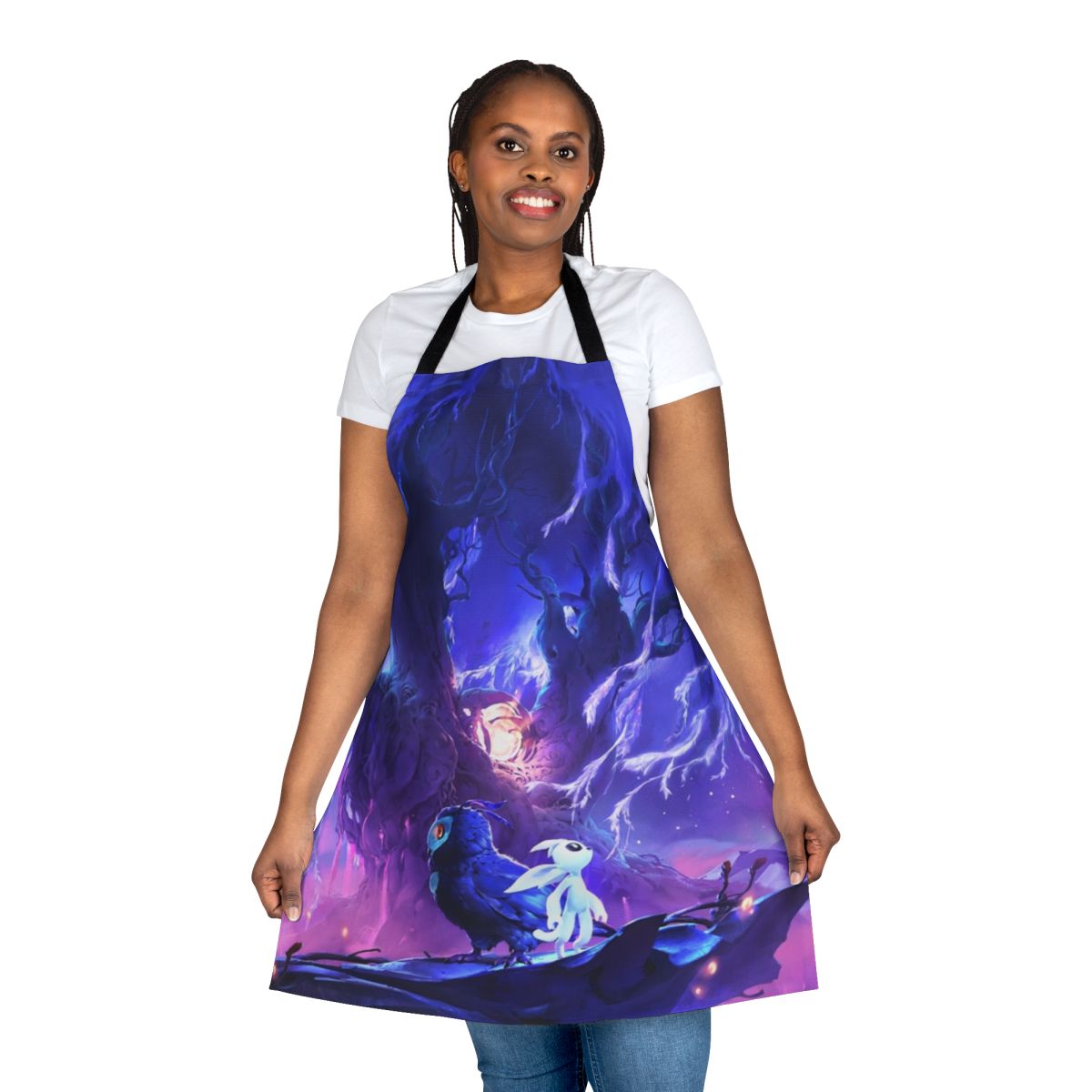 Apron featuring the character Ori from the video game "Ori and the Will of the Wisps"