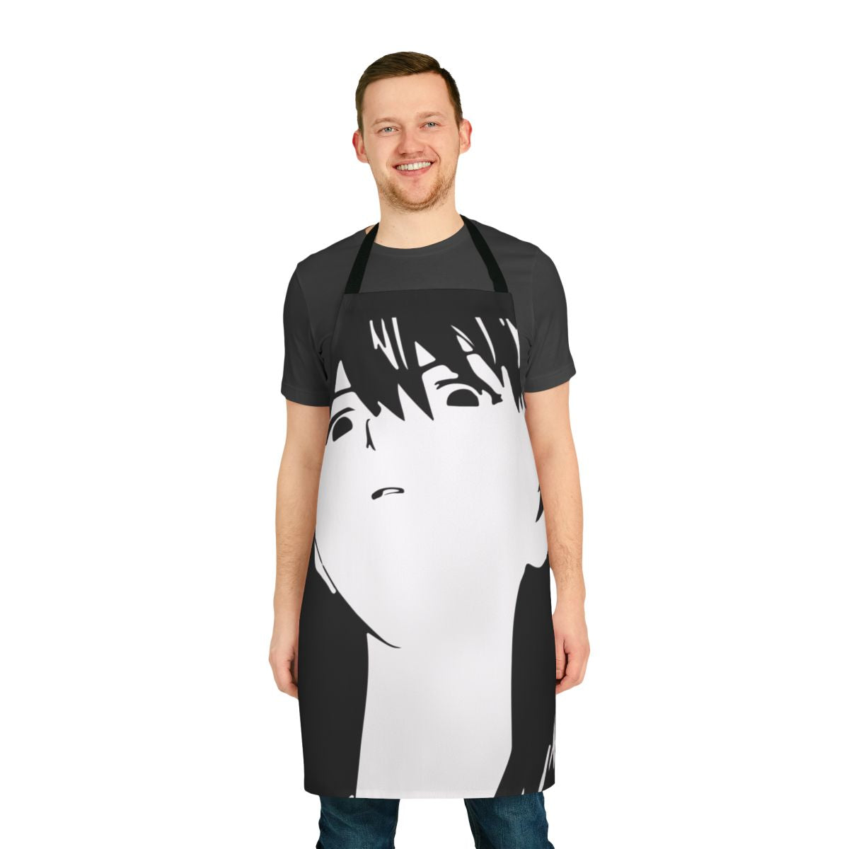 Anime-inspired apron featuring Asuka Langley from Evangelion, a popular meme character