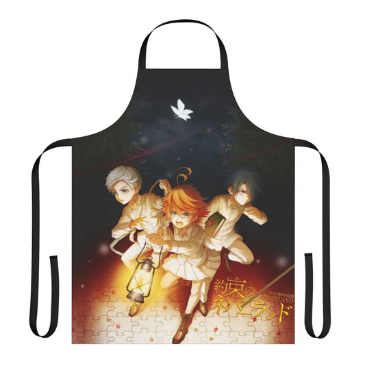 Anime-inspired apron featuring characters from the popular series "The Promised Neverland"