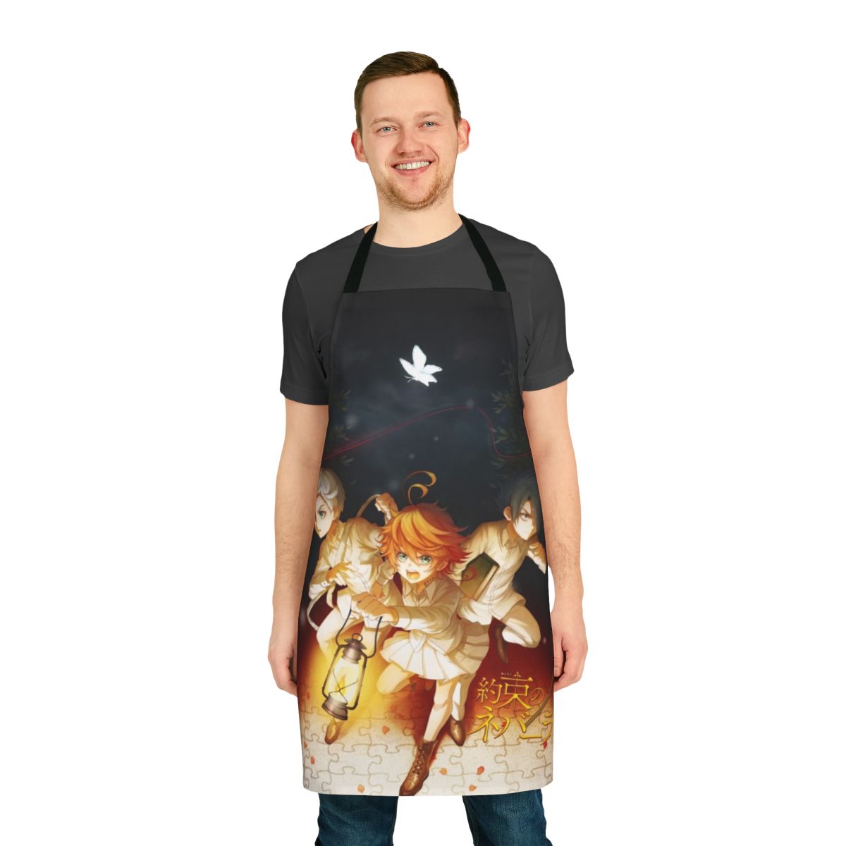 Anime-inspired apron featuring characters from the popular series "The Promised Neverland"