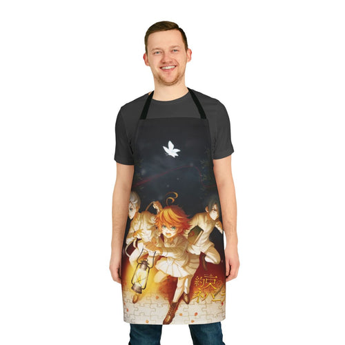 Anime-inspired apron featuring characters from the popular series "The Promised Neverland"