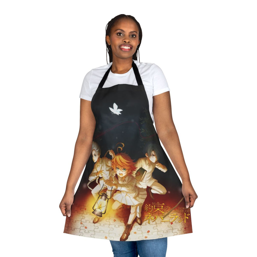 Anime-inspired apron featuring characters from the popular series "The Promised Neverland"