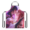 Illustration of Raiden Shogun and Yae Miko from Genshin Impact, wearing an anime-style apron