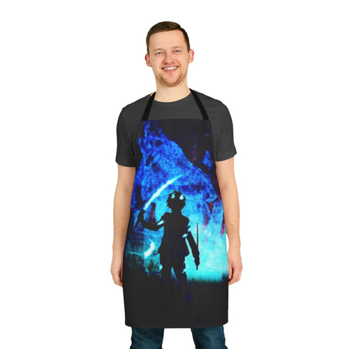 Vibrant fanart-inspired apron featuring the character Rin from the anime "Blue Exorcist"