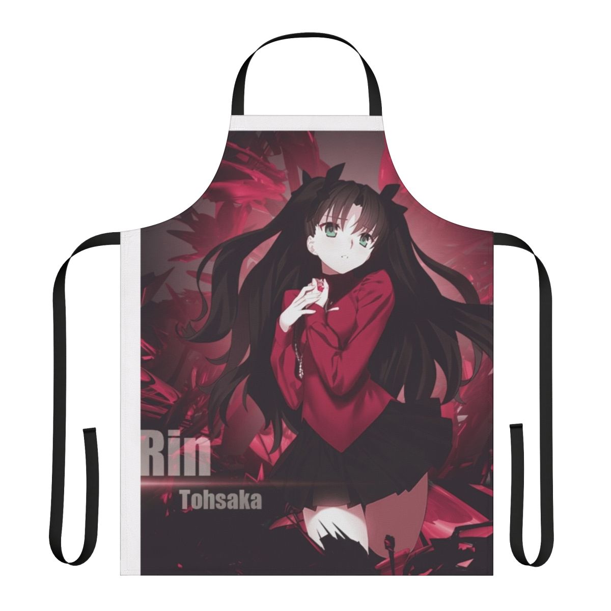 "Anime-inspired apron featuring the character Rin Tohsaka from the Fate series"