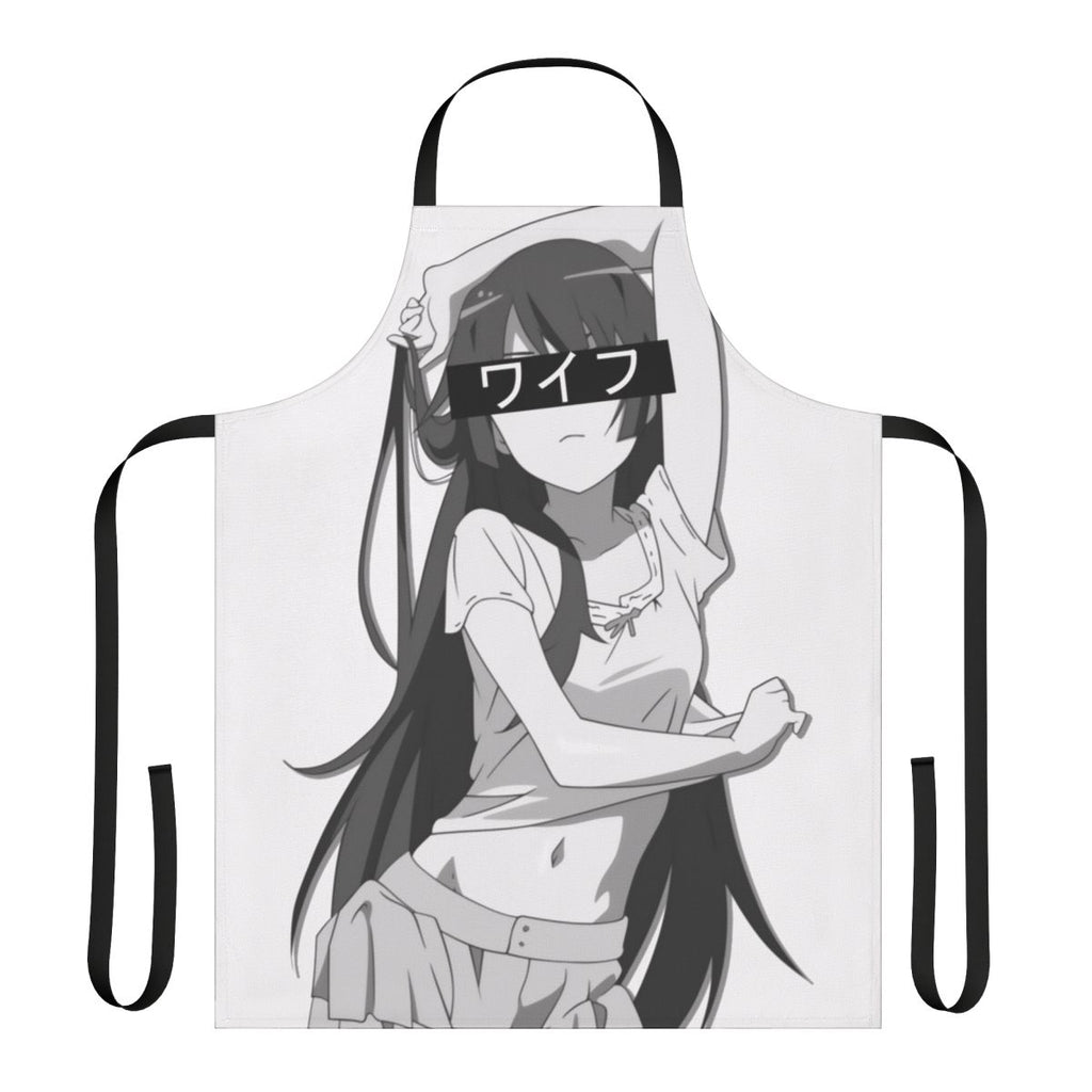 Stylish anime-themed apron featuring Senjougahara Hitagi from the Monogatari series