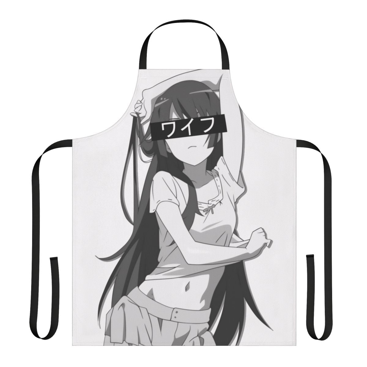 Stylish anime-themed apron featuring Senjougahara Hitagi from the Monogatari series