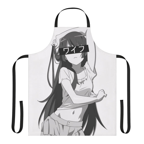 Stylish anime-themed apron featuring Senjougahara Hitagi from the Monogatari series