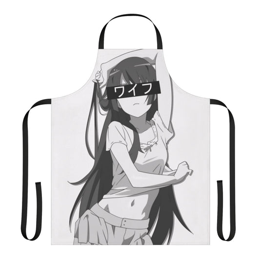 Stylish anime-themed apron featuring Senjougahara Hitagi from the Monogatari series