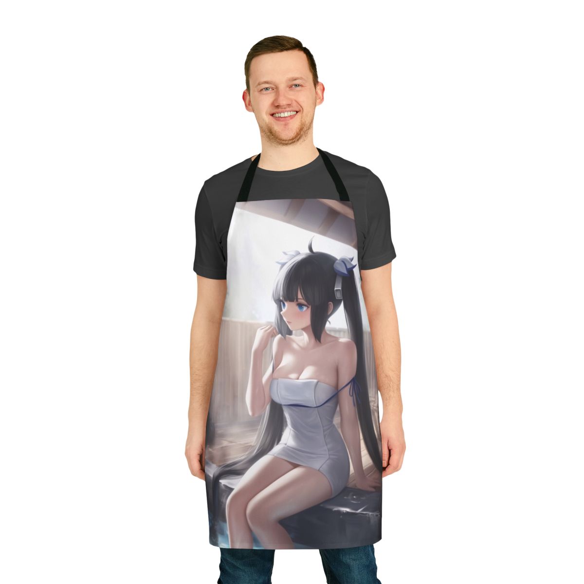 An anime-inspired sexy apron featuring the design of a hot spring goddess