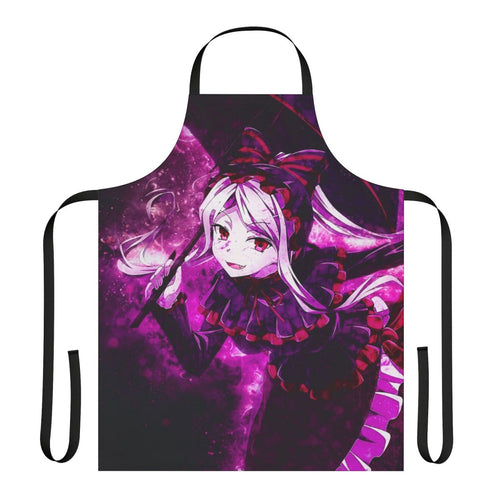 Anime-inspired apron featuring the character Shalltear Bloodfallen from the Overlord series.