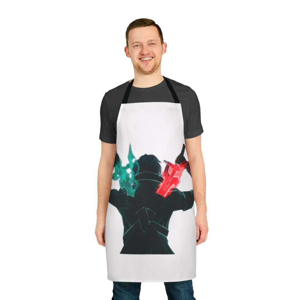 Anime-themed apron with swords design