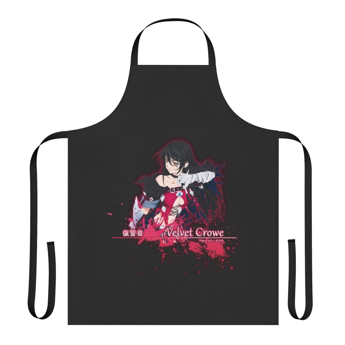 Anime-inspired Tales of Berseria apron featuring characters like Velvet Crowe