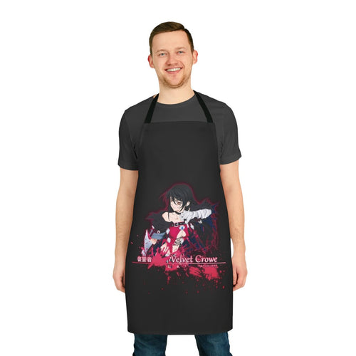 Anime-inspired Tales of Berseria apron featuring characters like Velvet Crowe