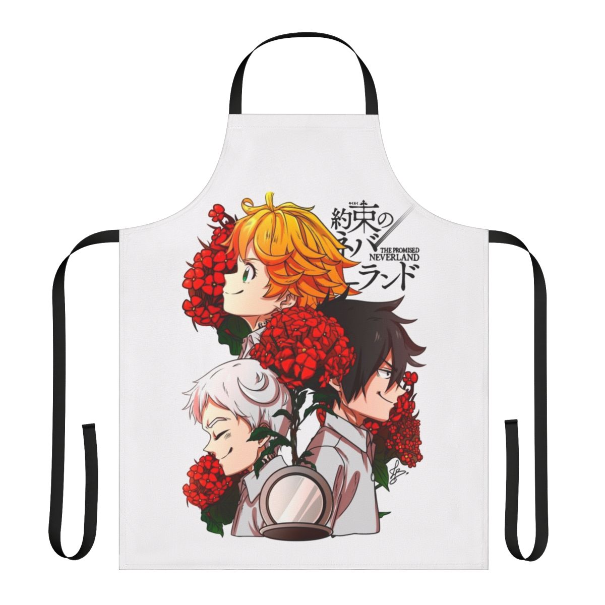 Stylish apron featuring characters from the anime/manga series The Promised Neverland