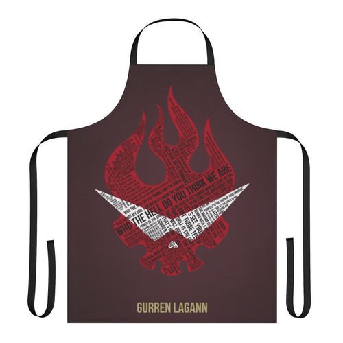 Anime-inspired typography apron featuring Gurren Lagann characters Kamina and Simon