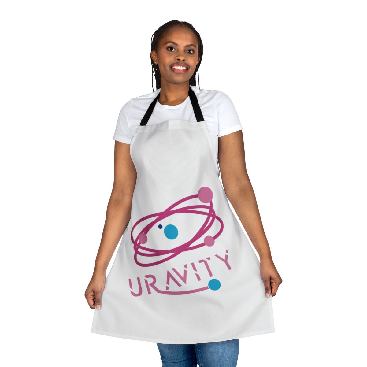 Uravity-themed apron featuring the character Uraraka Ochako from the anime series My Hero Academia