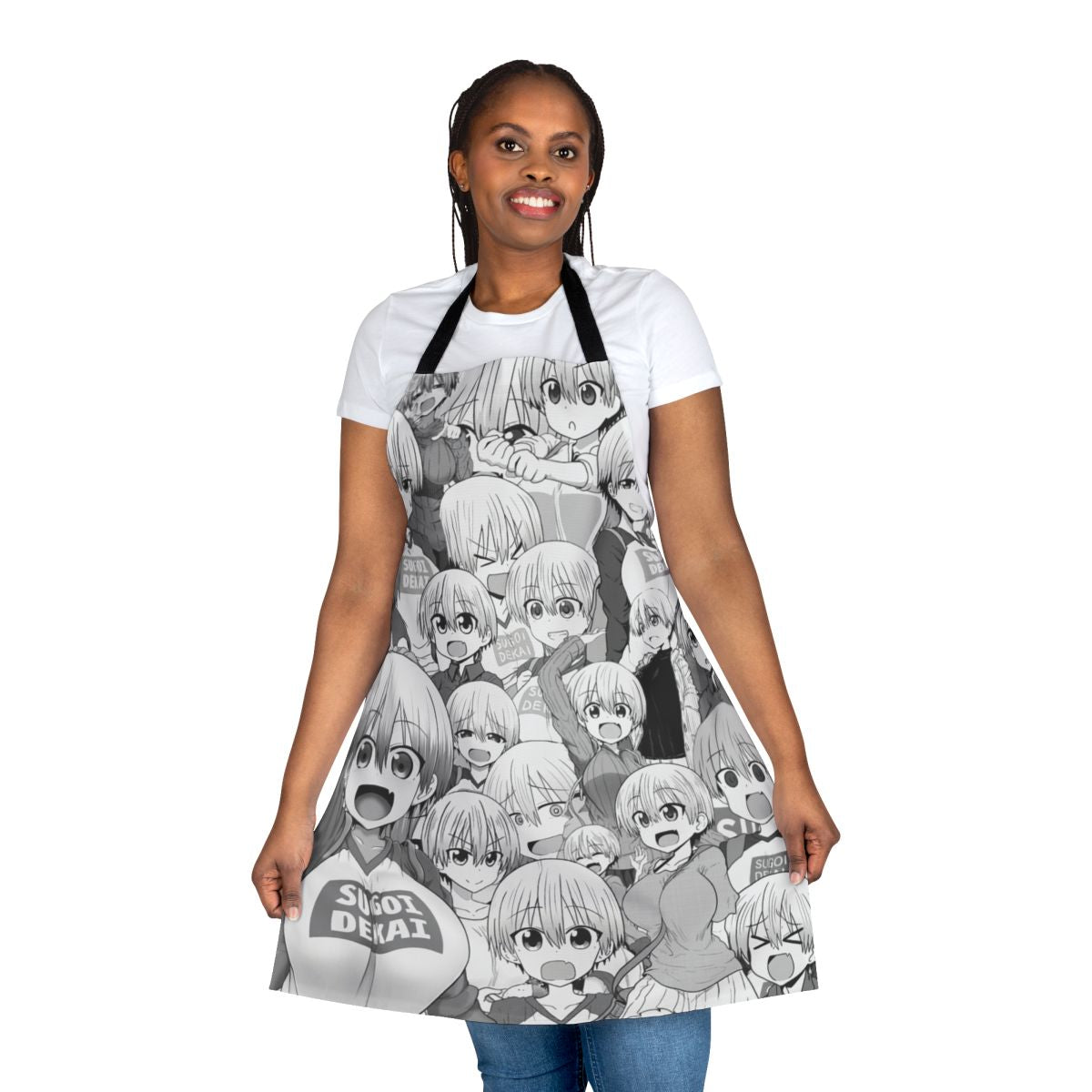 Anime-themed Uzaki-chan collage design printed on a high-quality apron
