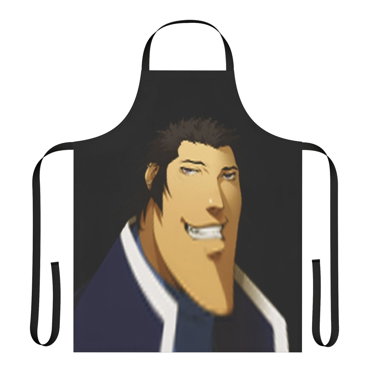 Anime inspired video game apron featuring the character Walter from the Shin Megami Tensei series.