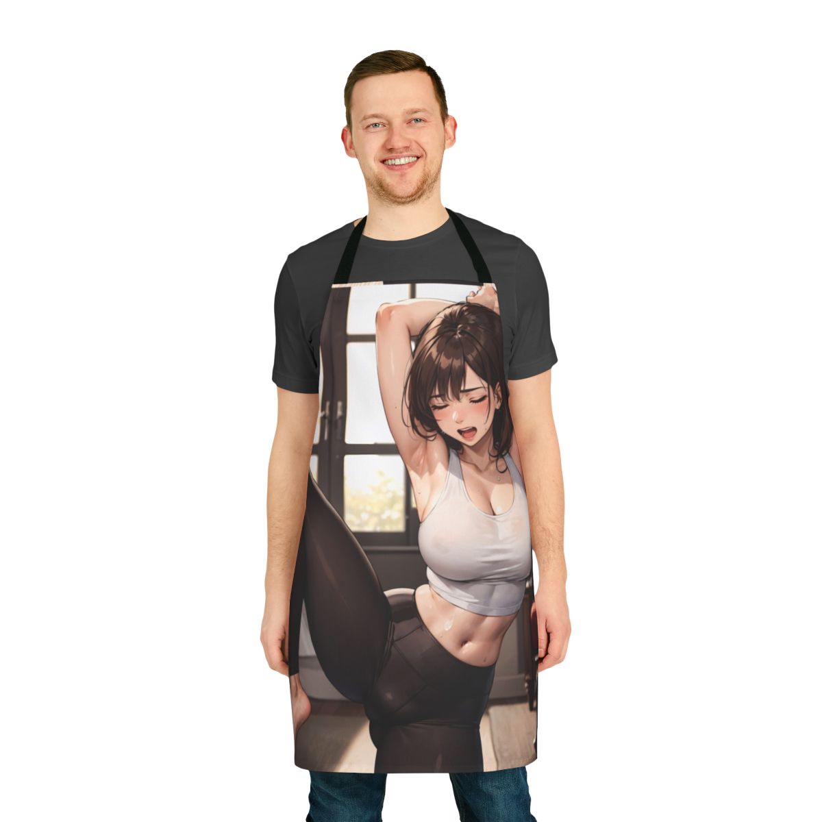 Illustration of an anime-style girl wearing a yoga apron