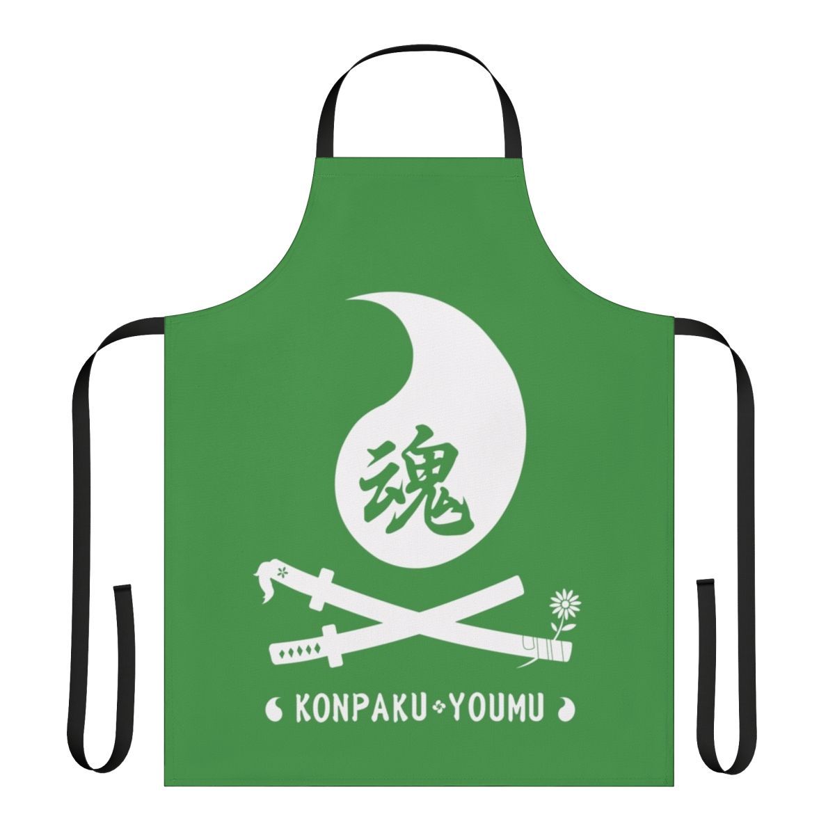 Anime-inspired apron featuring Youmu Konpaku, a character from the Touhou video game series, with a kanji design.