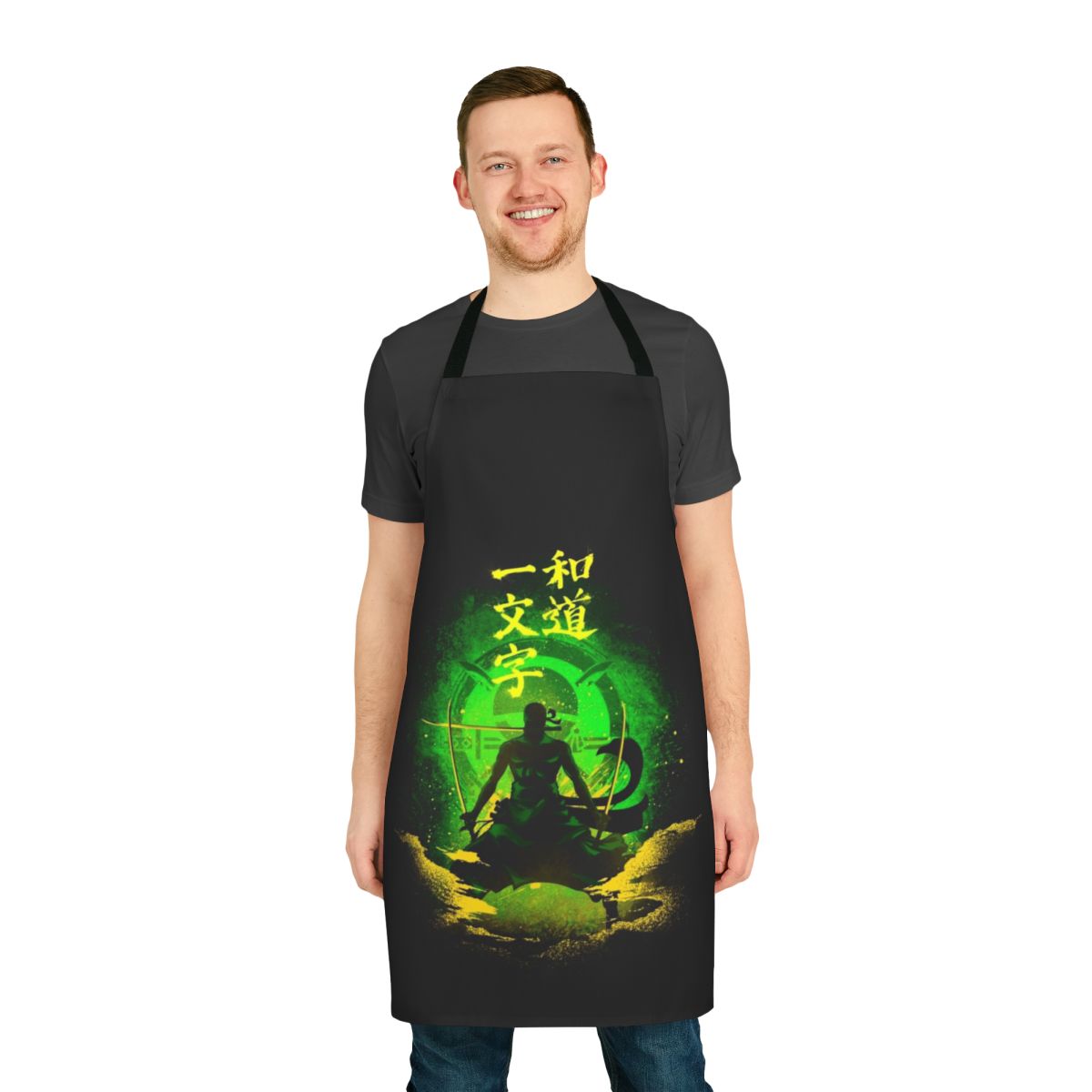Stylish anime-themed Zoro apron for cooking and baking